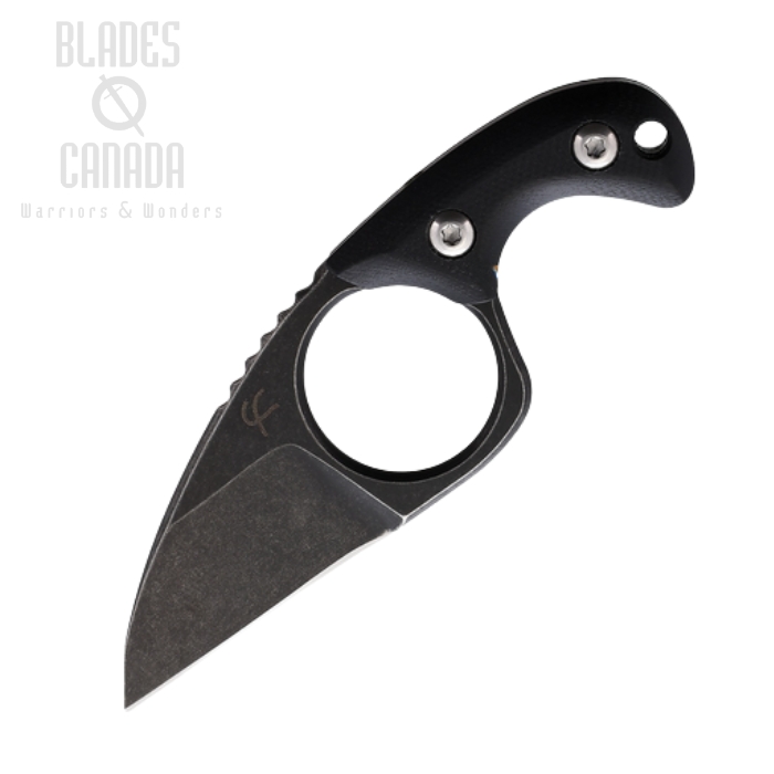Fred Perrin Shorty Fixed Blade Neck Knife, 440 Black SW, G10 Black, FRD2001B